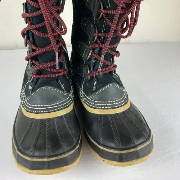 Sorel Joan Arctic Womens Sz 7 Black Suede Leather Tall Winter Snow Boots - Picture 7 of 14